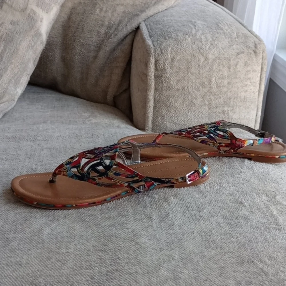 A) Kelly & Katie Vibrant Multicolor Sandals - Picture 5 of 8